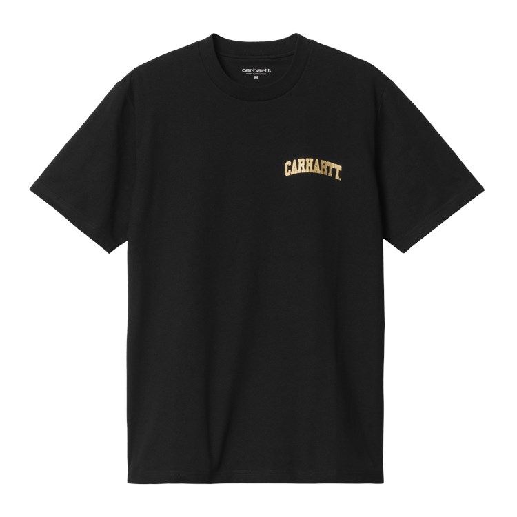 Carhartt S S University Script T Shirt Black Gold